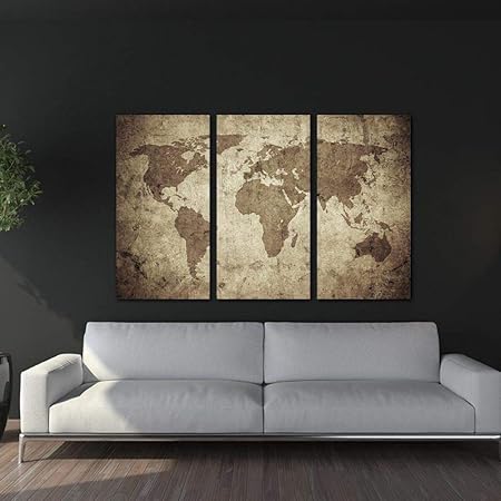 WSNDGWS Decoración para el hogar Lienzo Mapa del Mundo Pintura en ...
