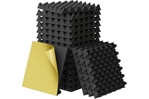 12 Pack 1.5"X12"X12" Self Adhesive Acoustic Panels, Sound Proof Egg Crate Foam(Most Soundproofing Design), Upgraded Sound Proof Foam Panels, Non-Toxin Studio Foam Suitable for Indoor Made by WVOVW