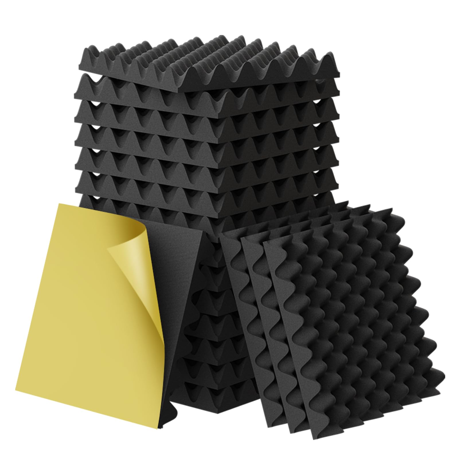 Photo 1 of 12 Pack 1.5"X12"X12" Acoustic Foam, Self Adhesive Sound Proof Egg Crate Foam(Most Soundproofing Design), Upgraded Sound Proof Foam Panels for Walls, Doors, Fire-Retardent Acoustic Panels,Made by WVOVW