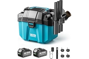 Seesii Cordless Shop Vac Wet and Dry, 2.6 Gallon Small Shop Vac with Accessory Storage Holder, 2 x 4.0Ah Batteries, 3-in-1 We