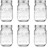 6 Pack Ball Mason Jars 16 oz Mason Jars with Regular Mouth Canning Glass Jars with Lids