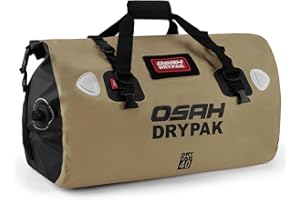 OSAH DRYPAK Waterproof Duffel Bag - Motorcycle Dry Bag Tail Bag with Large Storage Space, Waterproof Luggage Duffle Bags with Outer Mesh Zipper Pocket for Camping, Kayaking, Fishing & Traveling