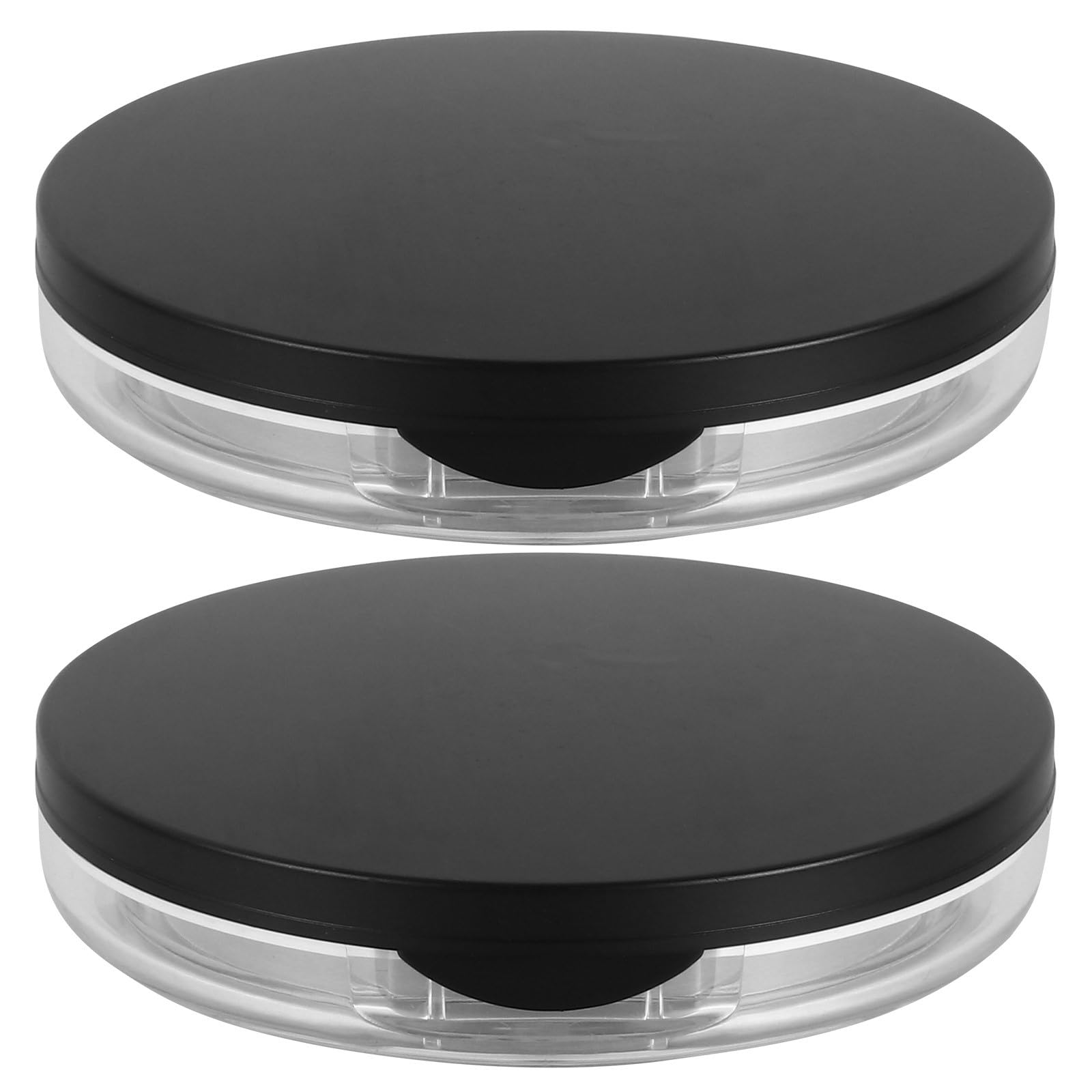 Talcum Puff 2pcs Empty Box Puff Container Foundation Case Box Mirror Box Foundation Case with Mirror Travel Container, Black Makeup Makeup Box