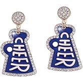 Game Day Football Cheer Earrings Colorful Megaphone Diamond-encrusted Eardrop Jewelry Gift for Women