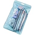MOZXIRZ 7 Pcs Cute Blue Stationery Set Kawaii School Supplies Office Supplies Including Ballpoint Pens Pencil Sharpener Highlighter Correction Tape Ruler Utility Knife (Blue)