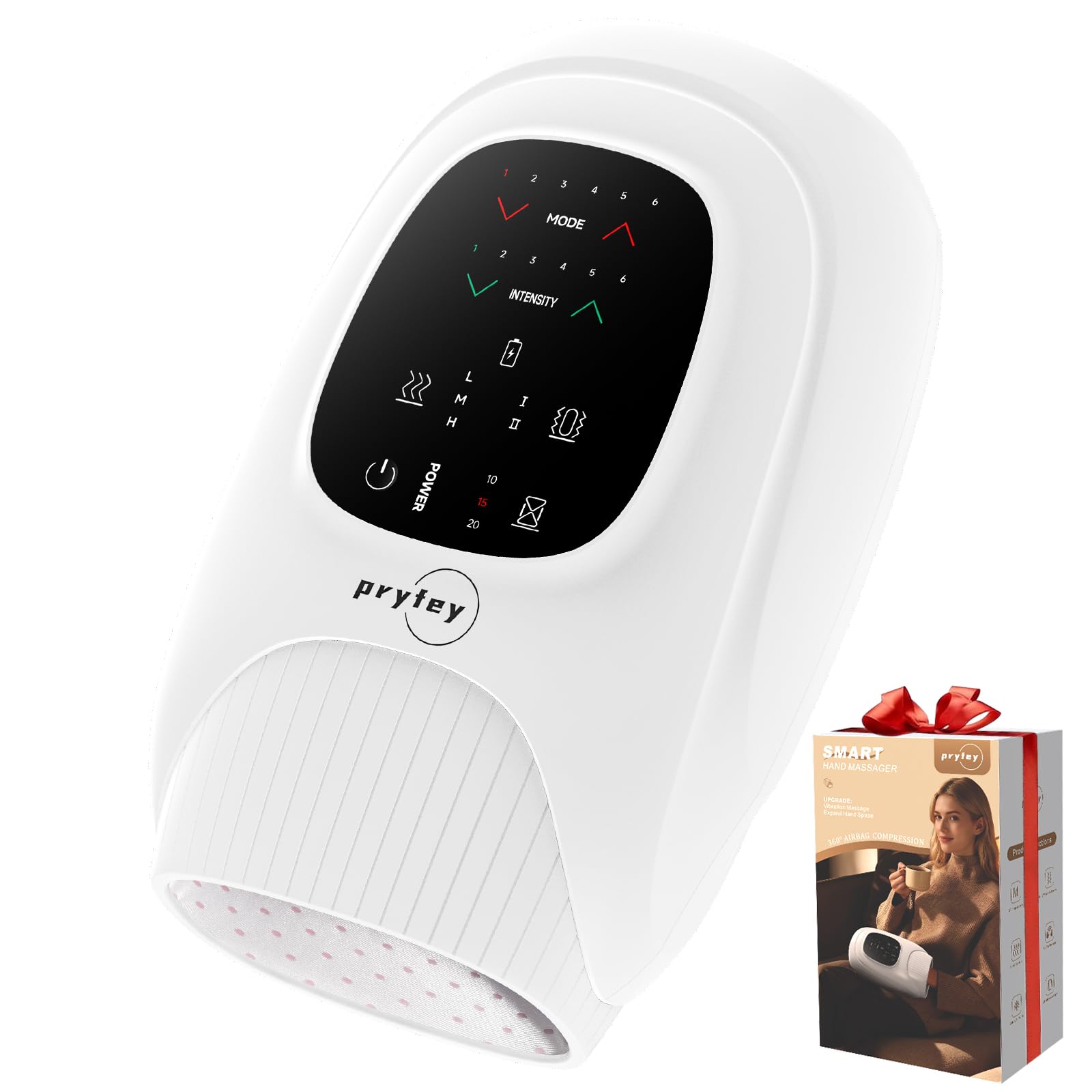 Photo 1 of Hand Massager with Heat and Compression, Hand Massage with 2 Vibration 6 Modes 6 Intensities, Electric Hand Massager for Arthritis and Carpal Tunnel Relief, Christmas Gifts for Women Men, White