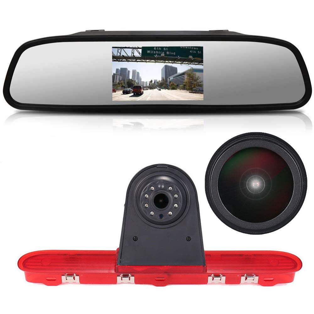 HD IP68 1280Pixels Car Brake Light Roof Rear View Reversing Backup Camera Parking Aids with Angle Adjustable Compatible with Toyota Proace/Citroen Dispatch/Space Tourer/Jumpy/Peugeot Traveller/Expert
