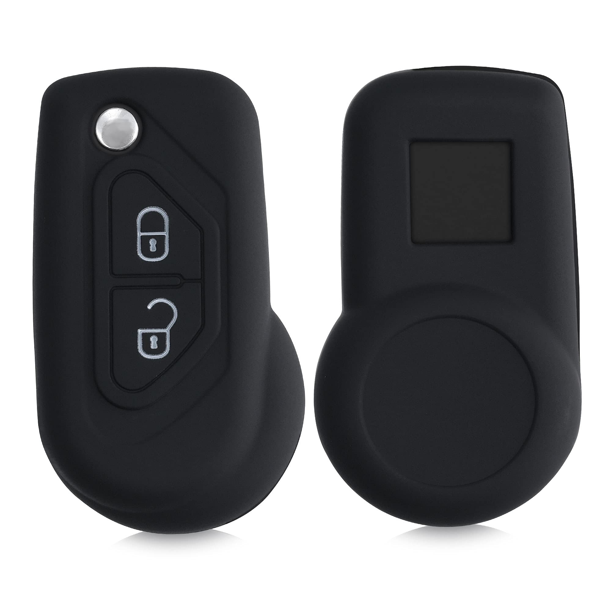 kwmobile Key Cover Compatible with Citroen DS3 C3 - 2 Button Car Key Case - Soft Silicone Protector - Black