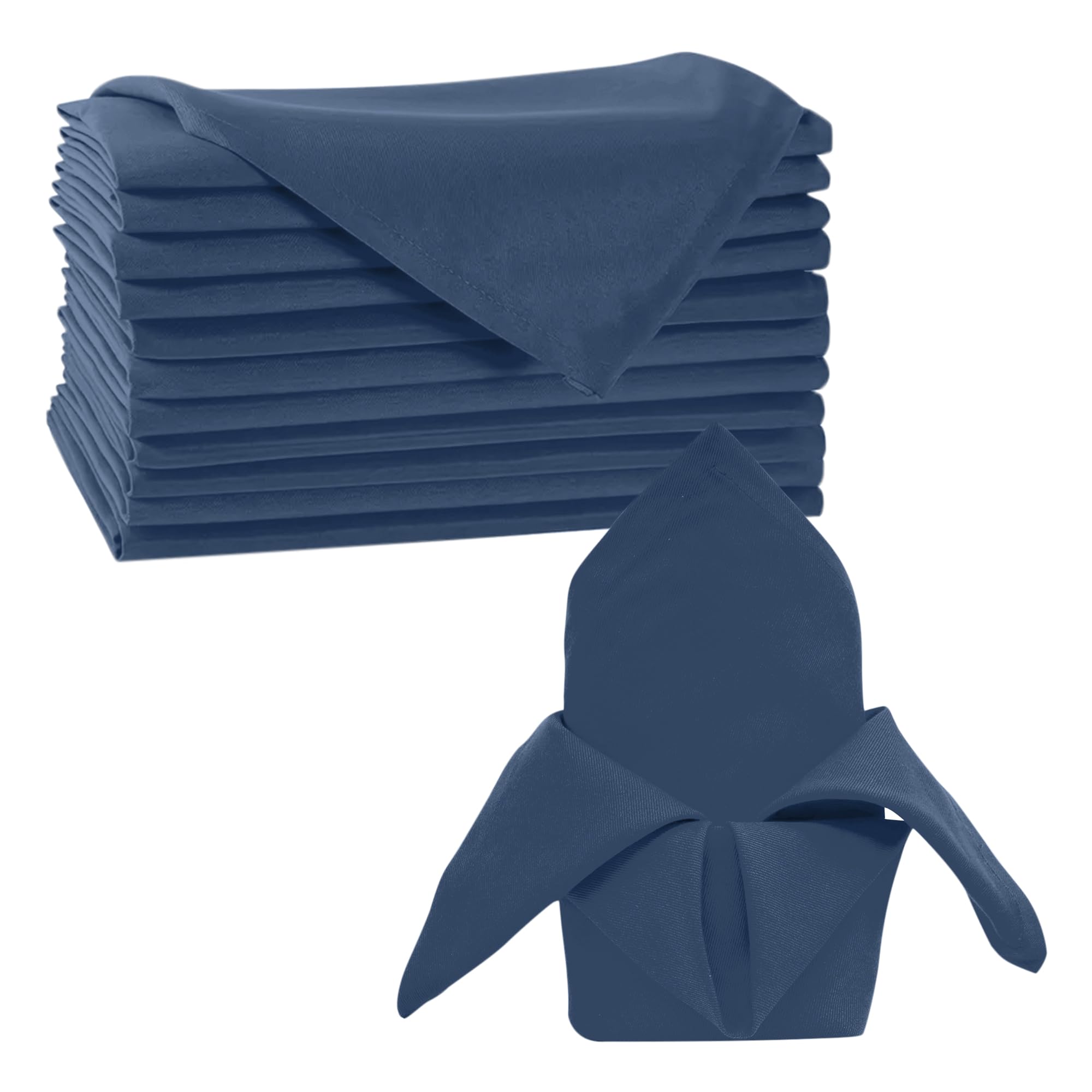 Trimming Shop Cloth Napkins 20 Inch x 20 Inch Dinner Table Napkins, Washable Reusable Cotton Polyester Table Napkin for Wedding, Banquet, Home, Hotel, Cocktail, Dining Party, Navy, 10pcs