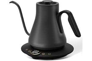 Cocinare FLOW B9 Gooseneck Electric Kettle, Precise Temperature Control for Pour-Over Coffee & Tea Brewing, Stainless Steel Interior, Rapid Heating for Boiling Water, 1500W/0.9L (Matte Black)