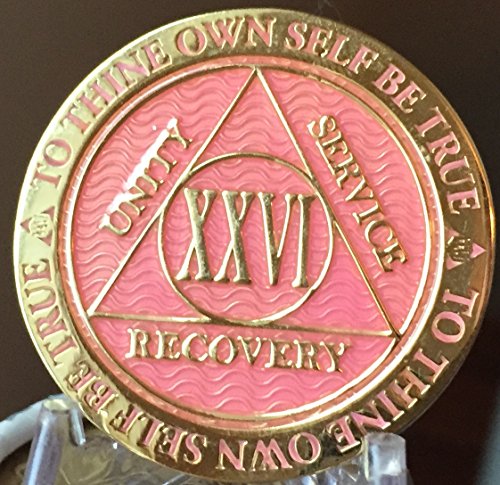 Recoverychip 26 Year AA Medallion Reflex Pink Gold Plated Chip