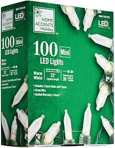 Home Accents Holiday 34 ft.100-Light Mini LED Warm White String Lights with Green Wire L9100174WU01