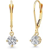 Gem Stone King 14K Yellow Gold Gemstone Birthstone Leverback Earrings for Women | Round 4.5MM | Gold Earrings for Women | Fine Jewelry Gifts for Her Mom Wife