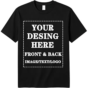 LESTRINX Custom 100% Cotton T-Shirt, Add Team Logo Text Name & Image for Work Events, Soft Durable Bulk Team Apparel Gift