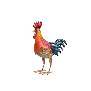 Solar Lights Garden Statue,Outdoor Metal Art, LED Garden lamp Courtyard,Metal Rooster 7 Color Change Light, Lawn, Road Decoration