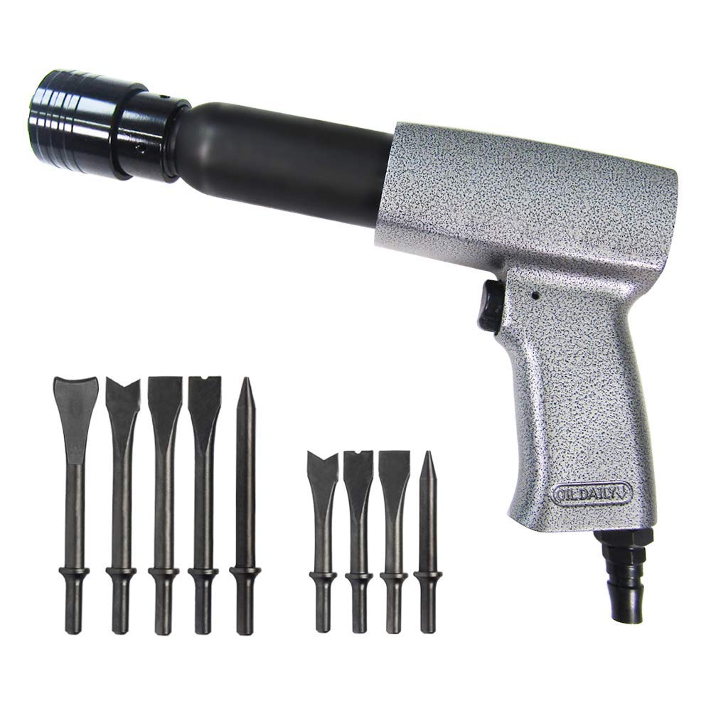MXBAOHENG Kit de martillo neumático de aire 2200 RPM 250 G con 9 cinceles de aire/1 portabrocas (retenedor de portabrocas)