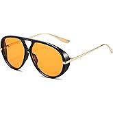 SevenColor Trendy Oversized Aviator Sunglasses for Women Men Retro Big Round Shield Sun Glasses Vintage Shades