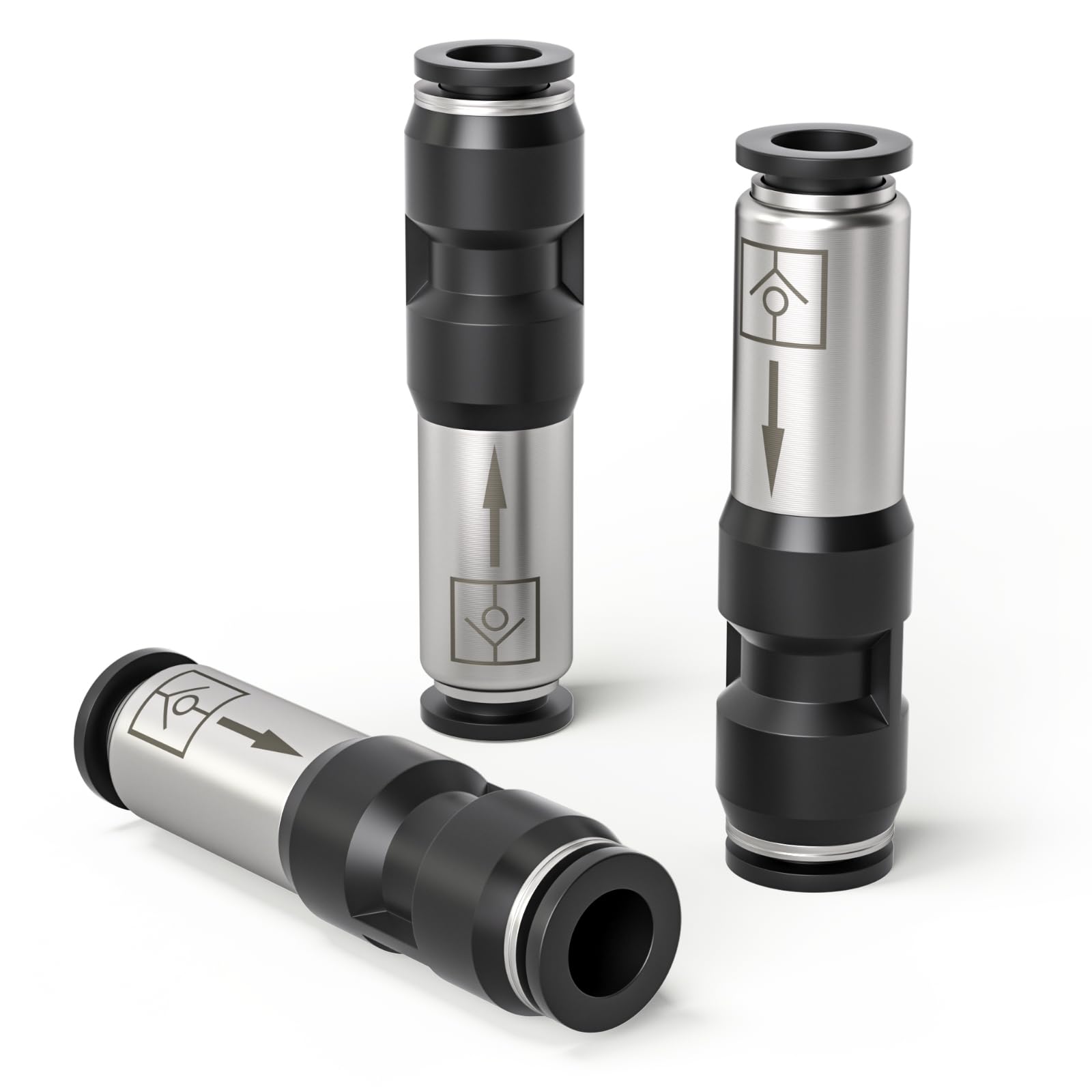 Bwintech 3 pcs 6mm Straight One Way Flow Pneumatic Check Valve, Push to Connect Air Tube Fitting for Air Compressor