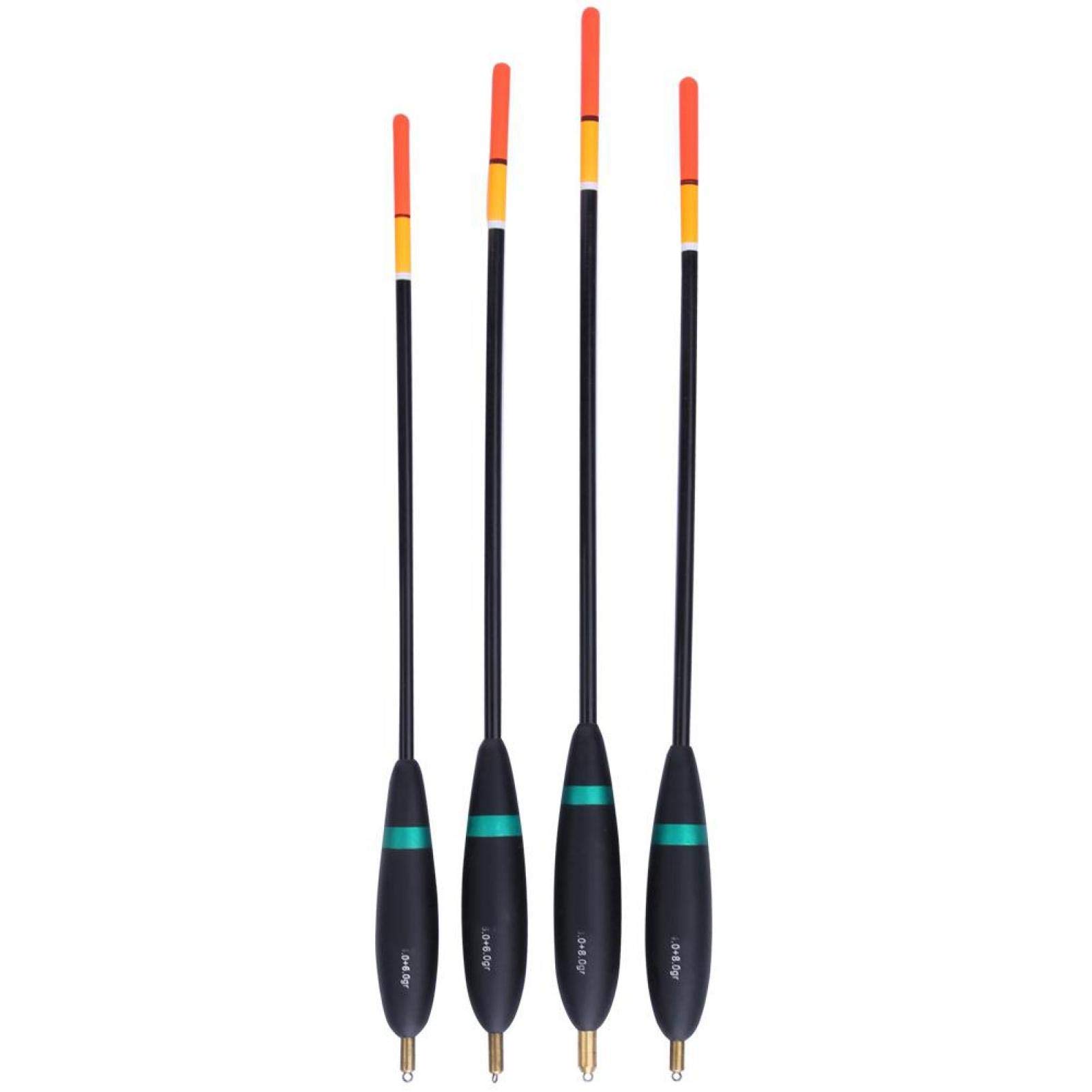 Keenso 4pcs Fishing Floats, Balsa Wood Vertical Floater Copper Head with Fishing Float Bobber Bite Indicator fish float