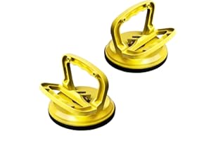FCHO Glass Suction Cup Heavy Duty Aluminum Vacuum Plate Puller Handle Holder Hooks Duty Galss Lifting/Tile Suction Cup Lifter/Moving Glass/Pad for Lifting (Yellow, 2Pack)