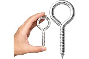 JING-HELPER 2 PCS 304 Stainless Steel Screw Eye Hooks, 4 Inch Eye Bolt Screws Heavy Duty Eye Hooks Screw, Screws Bolts Load Bearing 500LBS for Hanging Hammock, Plants, Securing Cables Wire Indoor & Outdoor (2)