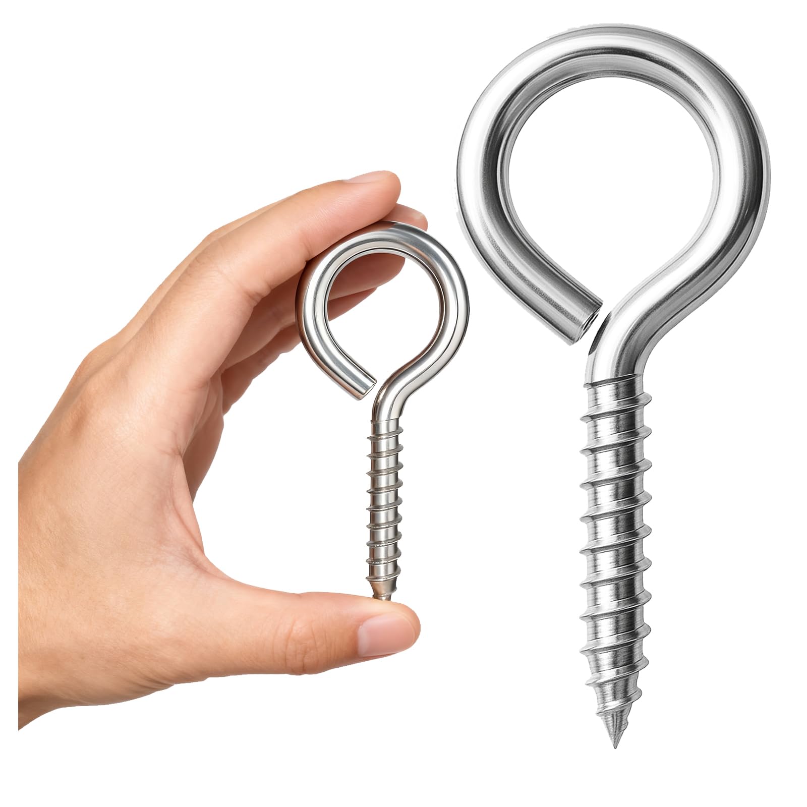 Photo 1 of 10 PCS 304 Stainless Steel Screw Eye Hooks, 4 Inch Eye Bolt Screws Heavy Duty Eye Hooks Screw, Screws Bolts Load Bearing 500LBS for Hanging Hammock, Plants, Securing Cables Wire Indoor & Outdoor (10)