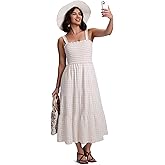 SeSe Code Womens Summer Maxi Dress Smocked Sleeveless Beach Vacation Casual Long Sundress