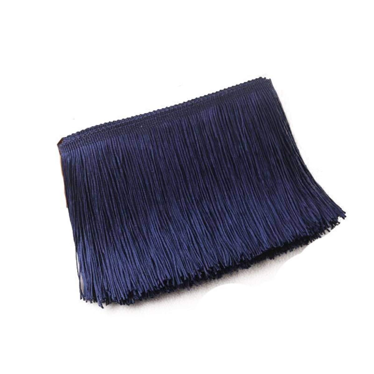 Yalulu 10 Meters 10 Wide Lace Fringe Trim Tassel Fringe Trimming for DIY Latin Dress Stage Clothes Accessories Lace Ribbon (Navy Blue)