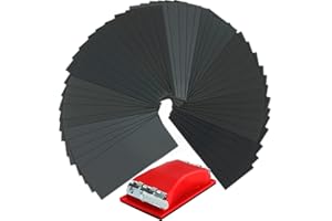 Sandpaper, 90 Pcs 400 to 3000 Grit Wet Dry Sandpaper with Red Handle Assortment 9x3.6 Inch for Automotive Sanding - Wood Furniture Finishing - Wood Turing Finishing and More by VERONES
