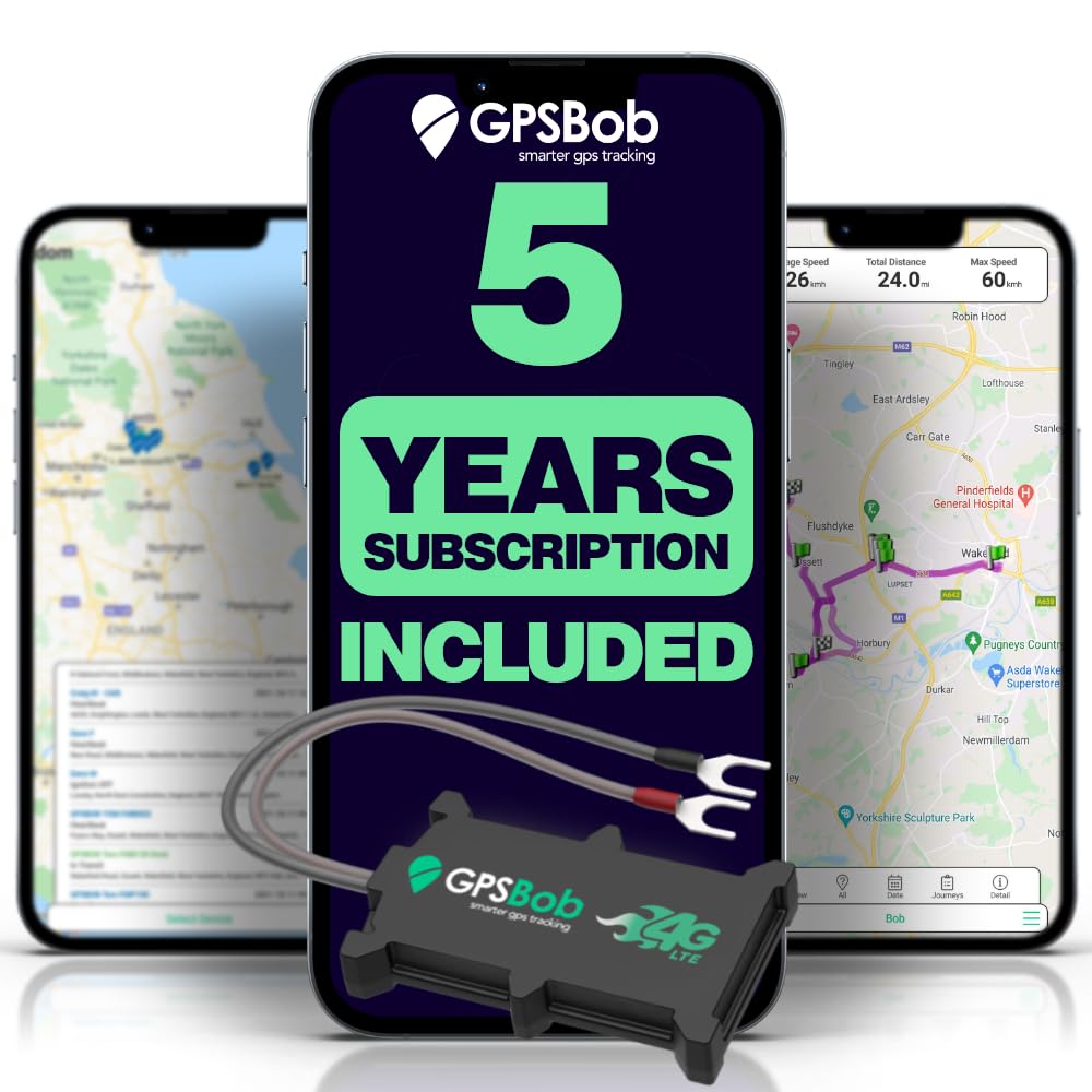 GPSBob 5 Year 4G 12/24v Wired GPS Tracker, All Inclusive, No Monthly Fees, No Subscriptions, Cost-Effective, 5 Years Service Included, Car, Van, Truck, Caravan, Motorhome Tracker, Plug and Play