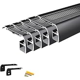 JARBIH Anti-Slip Stair LED Aluminum Profile Safety Backlight Step Channel | 5Pack 1 Meter Staircase Step Treads Cover Edge Protector Deck Hard Bar Strip Light, Stair Edge Nosing Trim(Black)