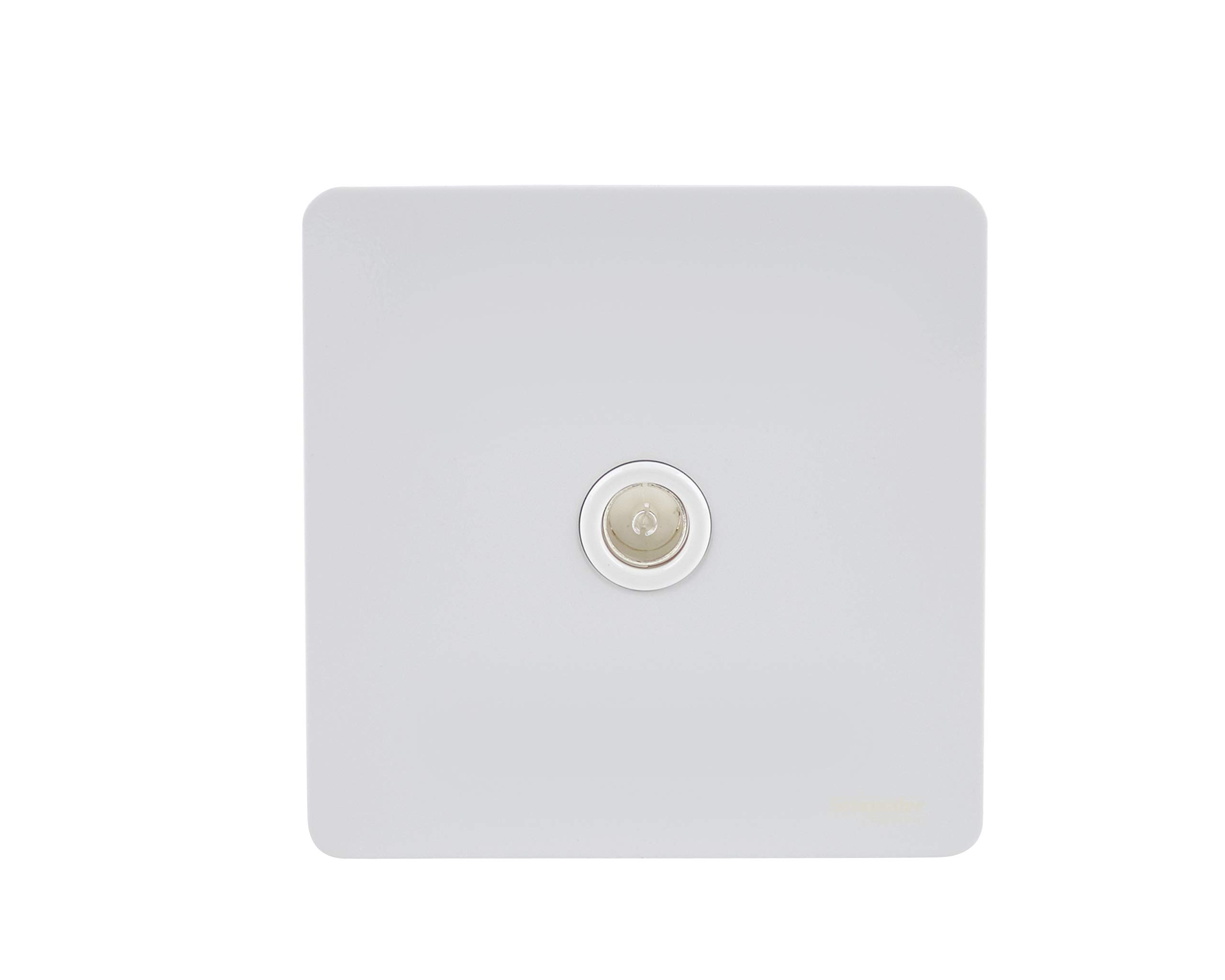Schneider Electric Ultimate Screwless Flat Plate - Single TV/FM Aerial Socket, GU7410WPW, Painted White with White Insert