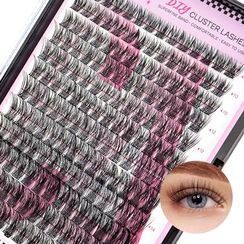 CALAILIS Pack of 168 DIY Cluster Eyelashes, D Curl Individual Extensions, Eyelash Extensions, Volume Tufts for Home (03, 10-16 Mix)