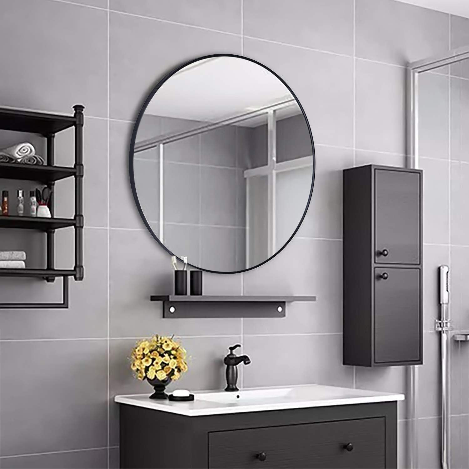 TYWZJ Nordic Badezimmerspiegel Kostenlose Lochständer Badezimmer