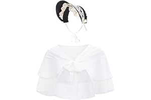 ALAMIYA Sun Hat Mob Cap Victorian Pioneer Prairie Bonnet Colonial Headwear Shawl Wrap Stole Costume(Type2-black)