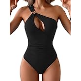 Aidonger One Shoulder One Piece Swimsuit for Women Cutout Tummy Control Bathing Suit Swimwear