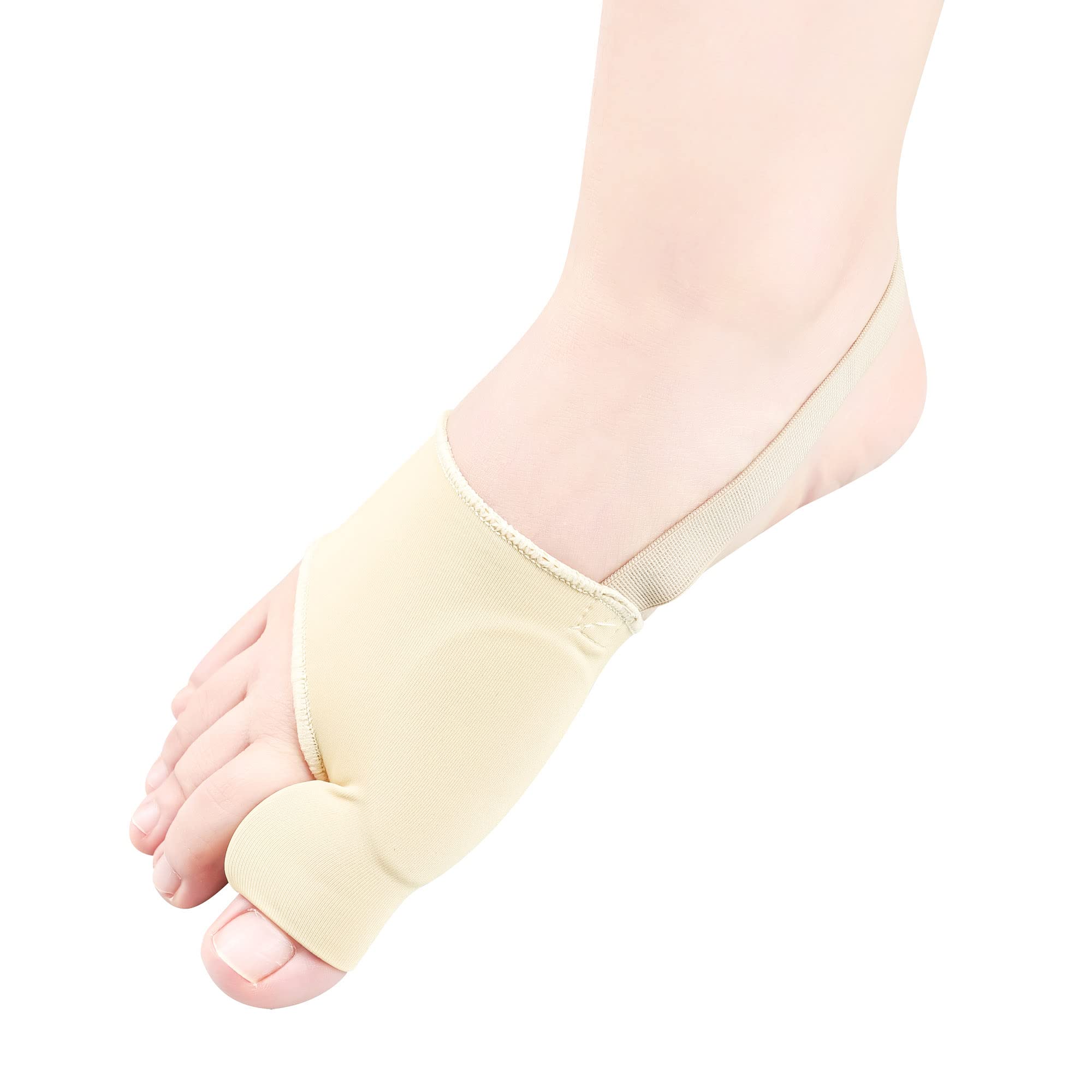 DYKOOK Bunion Corrector Big Toe Straightener Bunion Protector Sock with Heel Strap 1Pair Toe Separator Bunion Toe Splint for Foot Pain Non-slip Hallux Valgus Corrector Protect Foot Day Night- L,Beige