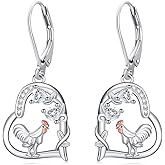 YYmqmq Black Cat/Chicken/Duck/Goat Earrings 925 Sterling Sliver Heart Animal Dangle Earrings Jewelry Birthday Gifts for Women Girlfriend Mom