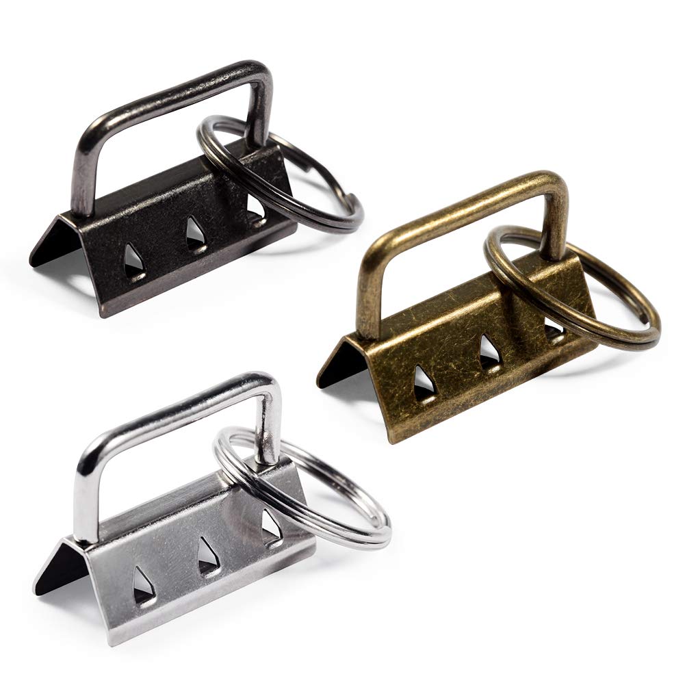 SPEEDWOX Key Fob Hardware 25 Mixed Sets Wristlet Sets with Split Ring(1.25 Inch)