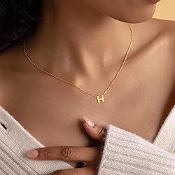 Poxtex H Initial Necklac Set for Women Trendy, 14K