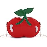Oweisong Cherry Purse for Women Novelty Fun Shape Handbag Tote Red Cute Unique Fruit Shoulder Crossbody Bag