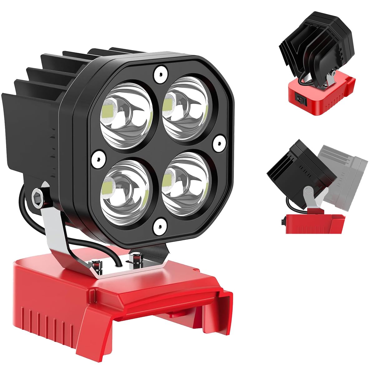 Photo 1 of 6000 Lumen LED Work Light for Milwaukee 18V M18 Battery, 40W Cordless Job Site Light with Low Voltage Protection, 120° Adjustable Head for Camping, Auto Repair, Garage, Emergency