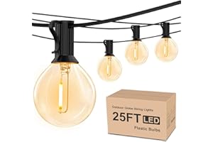 RTTY Outdoor String Lights 25ft, G40 Led Patio Lights with 13pcs Bulbs,Waterproof Shatterproof Dimmable Connectable Hanging Globe Outdoor Lights for Cafe Bistro Backyard Gazebo Balcony Party, Black