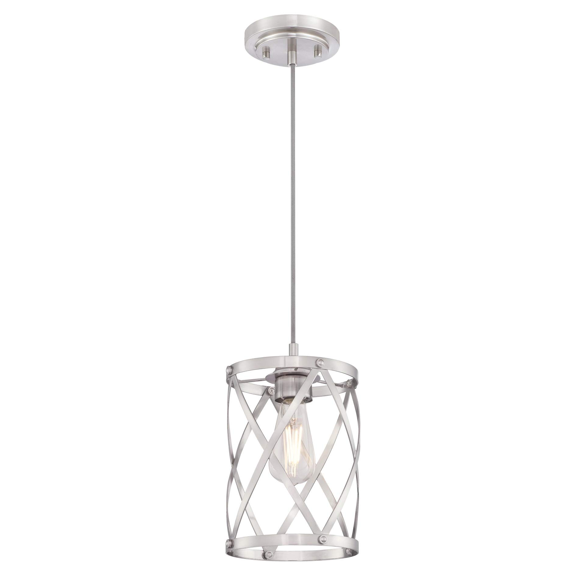 63623 Isadora One-Light Indoor Pendant, Brushed Nickel Finish
