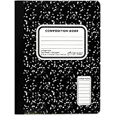 Top Flight Sewn Marble Composition Book, Black/White, College Rule, 9.75 x 7.5 Inches, 100 Sheets (41350)