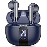 JYUESJKJ Wireless Earbuds, Bluetooth 5.4 Headphones HiFi Stereo with 4 HD Mic, 50H Playtime Bluetooth Earbuds with LED Display, IPX7 Waterproof Wireless Earphones, Touch Control Ear Buds,USB-C Blue