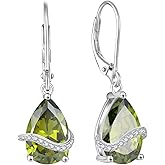 Inpasne Teardrop Dangle Drop Earrings for Women 925 Sterling Silver Leverback Earrings Birthstone Jewelry Gifts for Her
