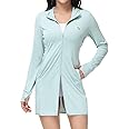 baleaf Women's Long Sleeve Zip Beach Coverup UPF 50+ Sun Protection Hooded Cover Up Shirt Dress with Pockets