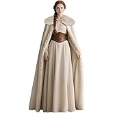 Joukavor Renaissance Velvet Cape with Viking Fur Collar for Women Halloween Costume