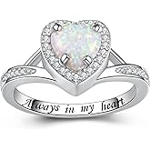 Heart Urn Ring for Ashes for Women - 925 Sterling Silver Opal Cremation Rings Memorial Keepsake Jewelry for Loss of a Loved One